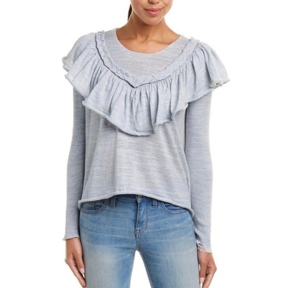 NWT Wildfox Lais Light Blue Ruffled Sweater - Picture 2 of 3